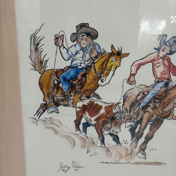 Jerry Palen 74 Team Roper Heeler Heels Own Horse Original Painting Western Rodeo - Picture 2 of 8